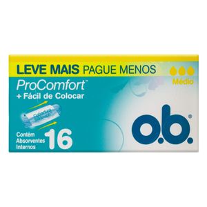 Absorvente Interno OB Médio c/ 16 Unid Leve + Pague -