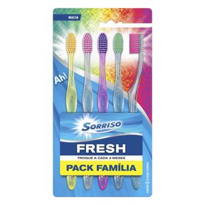 Escova Dental Sorriso Fresh Pack com 5 Unidades