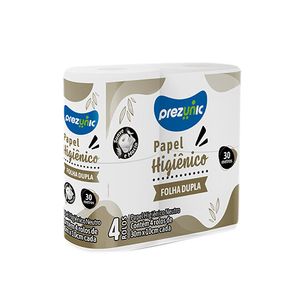 Papel Higiênico Prezunic Folha Dupla 30m c/ 4 Rolos