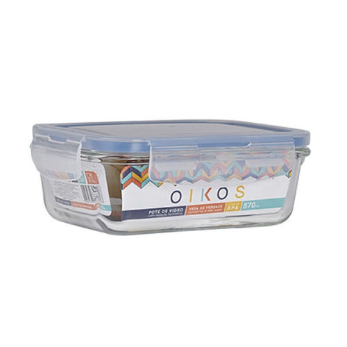 Pote Oikos Retangular Vidro com Tampa 570ml | Prezunic