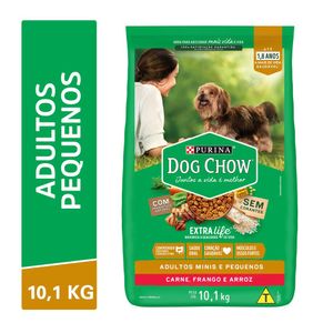 Ração para Cães Adultos Minis e Pequenos Dog Chow Carne, Frango e Arroz 10,1kg