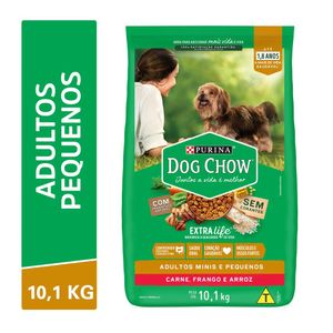 Ração Nestlé Purina Dog Chow Extralife Adultos Minis e Pequenos Carne, Frango e Arroz 10,1kg