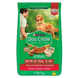 Ração para Cães Adultos Médios e Grandes Dog Chow Carne, Frango e Arroz 10,1kg