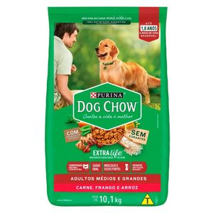 Ração Nestlé Purina Dog Chow Extralife Adultos Médios e Grandes Carne, Frango e Arroz 10.1kg