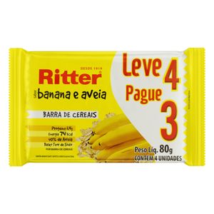 Barra de Cereal Ritter Banana e Aveia 80g Leve 4 Pague 3