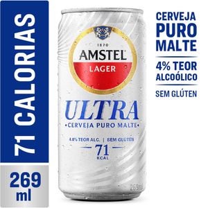 Cerveja Amstel Lager Puro Malte Ultra sem Glúten Lata 269ml