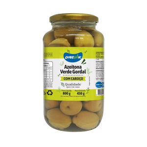 Azeitona Verde Prezunic Gordal c/ Caroço Vidro 450g