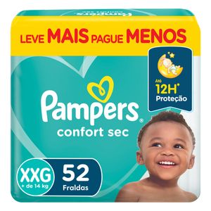 Fralda Descartável Pampers Confort Sec XXG c/ 52 Leve+ Pague-Menos