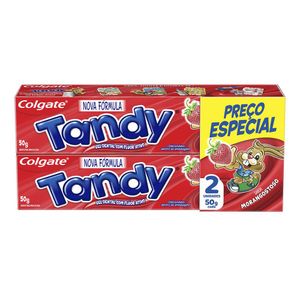 Gel Dental Tandy Infantil c/ Flúor Morangostoso c/ 2 Unid 50g Cada