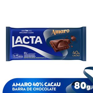 Chocolate Lacta Amaro Meio Amargo 40% Cacau Pacote 80g