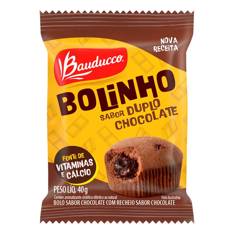 Bolinho de Chocolate com Duplo Recheio Bauducco - Sachê 40g, Caixa com 112  unid.