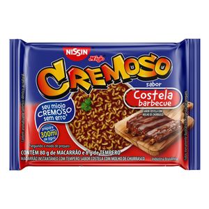 Macarrão Instantâneo Nissin Miojo Cremoso Costela c/ Molho de Churrasco Barbecue Pacote 88g