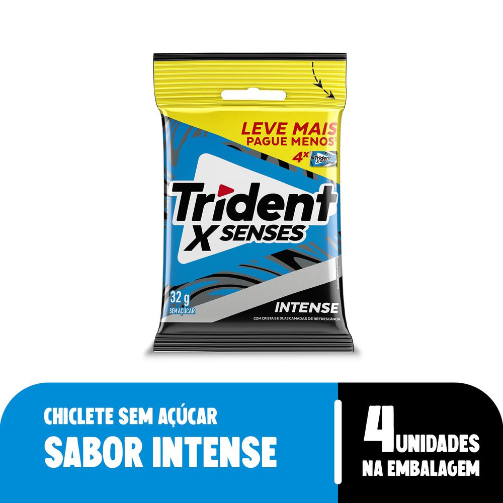 Chiclete Trident Xsenses Intense 32g Pacote com 4 Embalagens