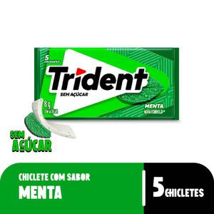 Goma de Mascar Trident sem Açúcar Menta 8g com 5 Unidades