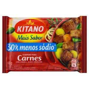 Tempero em Pó Kitano Mais Sabor p/ Carnes Cebola, Alho e Orégano Pacote 60g