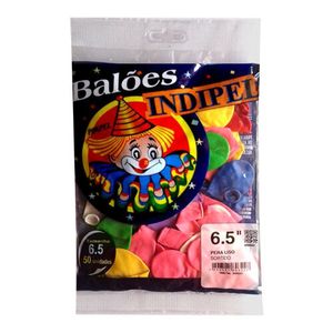 Balão Latex Indipel N6.5 Sortido com 50 Unidades
