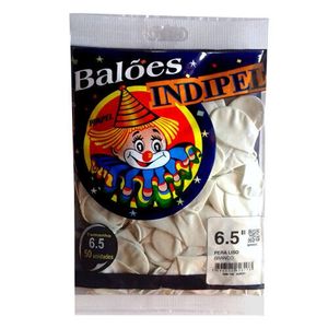 Balão Latex Indipel N6.5 Branco c/ 50 Unid