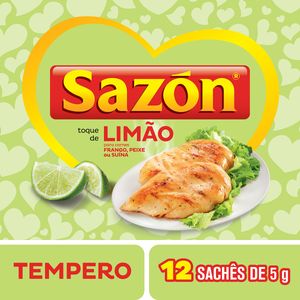 Tempero p/ Carnes Sazón Toque de Limão Pacote 60g com 12 Unidades