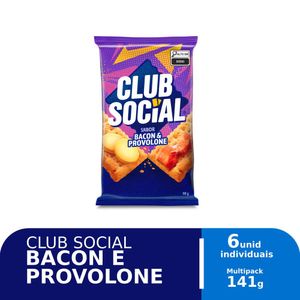 Biscoito Club Social Bacon & Provolone Pacote 141g com 6 Unidades