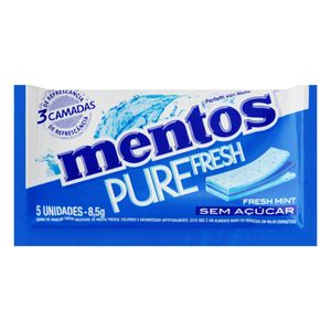 Goma de Mascar Mentos Pure Fresh Fresh Mint s/ Açúcar Envelope 8.5g c/ 5 Unid