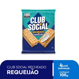 Biscoito Club Social Recheio Requeijão Pacote 26.5g c/ 4 Unid