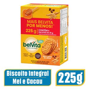 Biscoito Integral Belvita c/ Cereais/Mel & Gotas de Cacau Embalagem Econômica Caixa 25g c/ 9 Unid