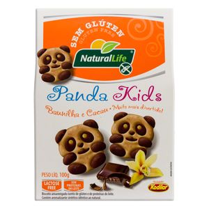 Biscoito Amanteigado Natural Life Panda Kids Baunilha e Cacau s/ Glúten Zero Lactose Caixa 100g