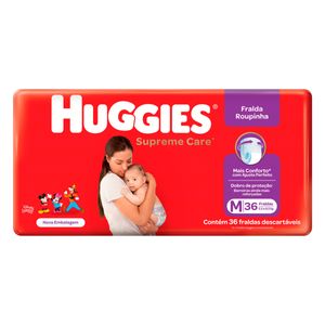 Fralda Descartável Huggies Supreme Care Roupinha M 5.5 a 9.5kg c/ 36 Unid