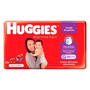 Fralda Descartável Huggies Supreme Care Roupinha G 9 a 12.5kg c/ 30 Unid