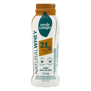 Iogurte Desnatado Verde Campo Natural Whey 21g Proteínas Zero Lactose Doce de Leite 250g