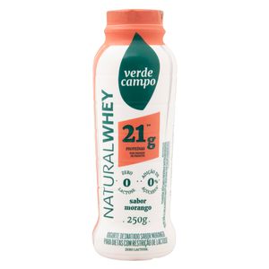 Iogurte Desnatado Verde Campo Natural Whey 21g Proteínas Zero Lactose Morango 250g