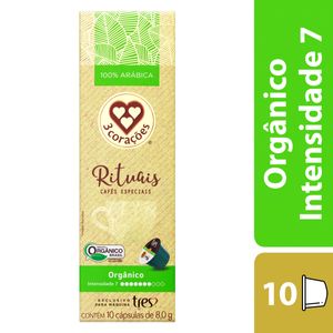 Café em Cápsula 3 Corações Gourmet Torrado e Moído Orgânico Caixa 80g C /10 Unid