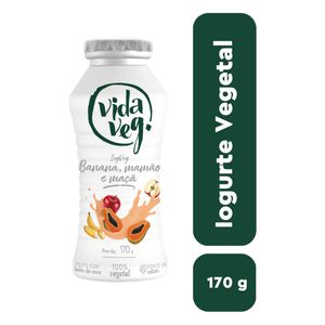 Iogurte Vida Veg Vegetal IogVeg Banana, Mamão e Maçã Frasco 170g