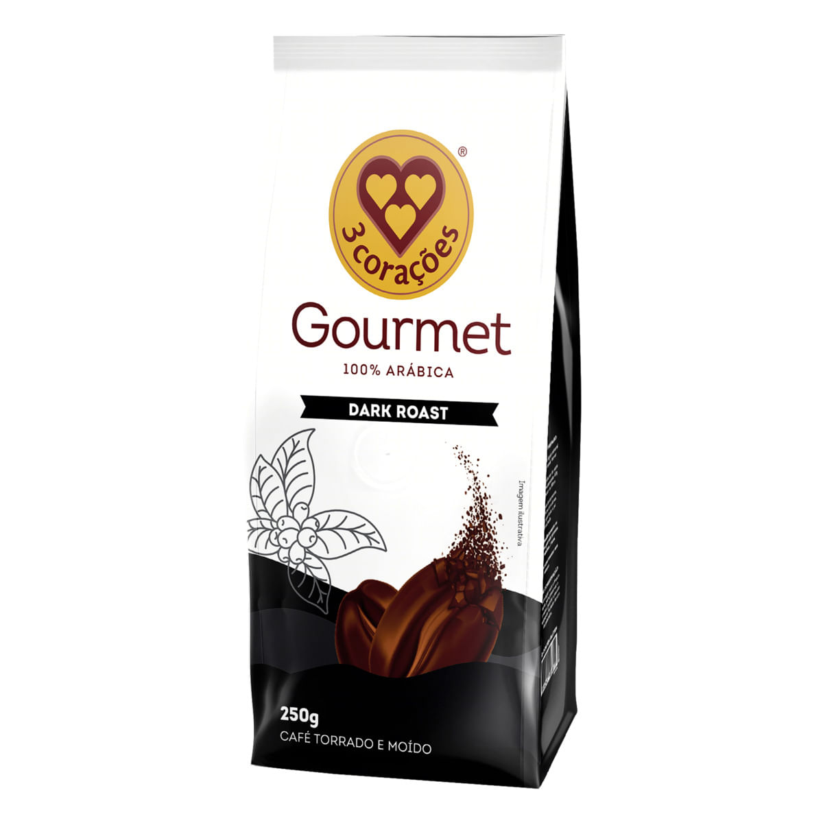 Café em Pó 3 Corações Gourmet Torrado e Moído Dark Roast Pacote