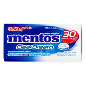 Pastilha Menta Zero Açúcar Mentos Clear Breath Lata 35g 50 Unid