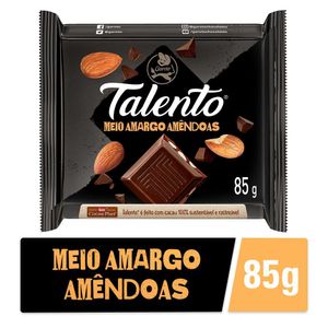 Chocolate Meio Amargo Garoto Talento c/ Amêndoas 85g