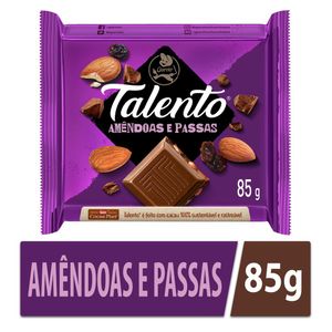 Chocolate ao Leite Garoto Talento c/ Amêndoas e Passas 85g