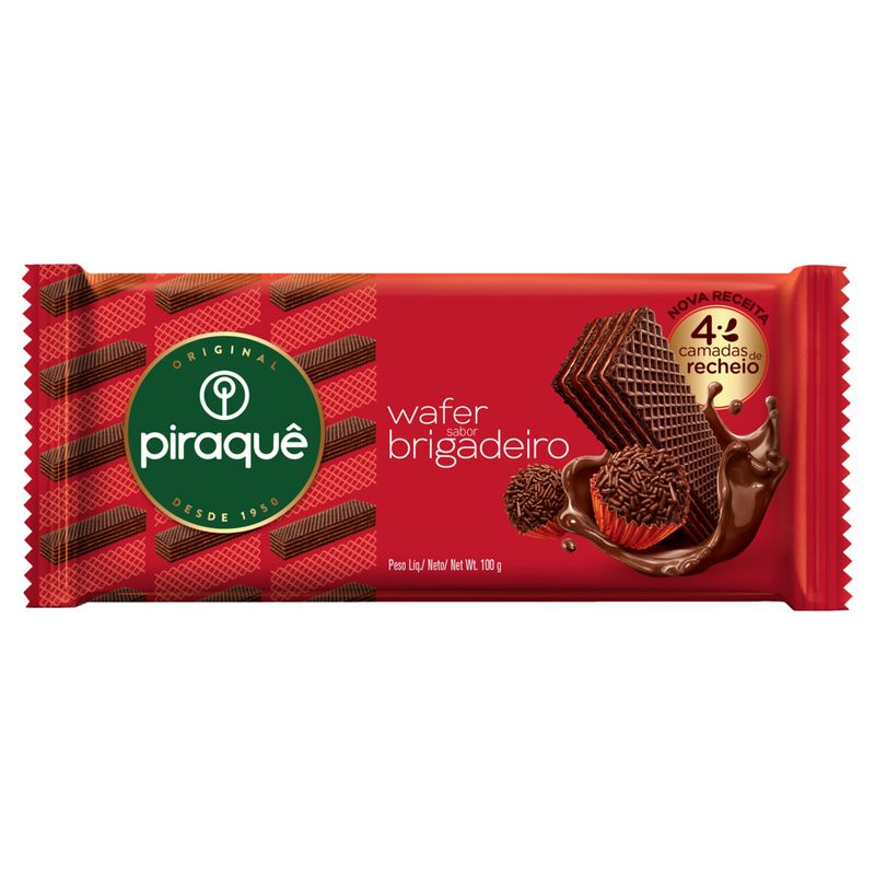 Biscoito Wafer Piraquê Recheio Brigadeiro Pacote 100g - Prezunic