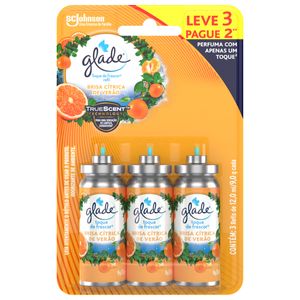 Odorizador de Ambiente Glade Toque de Frescor Brisa Cítrica de Verão 12ml Refil Leve 3 Pague 2