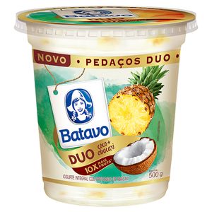 Iogurte Integral Batavo Pedaços Duo Abacaxi e Coco Pote 500g