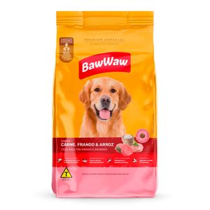 Alimento p/ Cães Baw Waw Adulto Carne, Frango e Arroz 2.4Kg