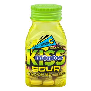 Pastilha Mentos Kiss Sour Zero Açúcar Limão Frasco 38.5g 55 Unid