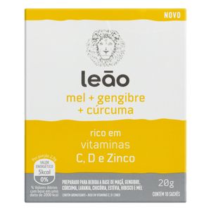 Chá Leão Mel, Gengibre e Cúrcuma Caixa 20g c/ 10 Unid