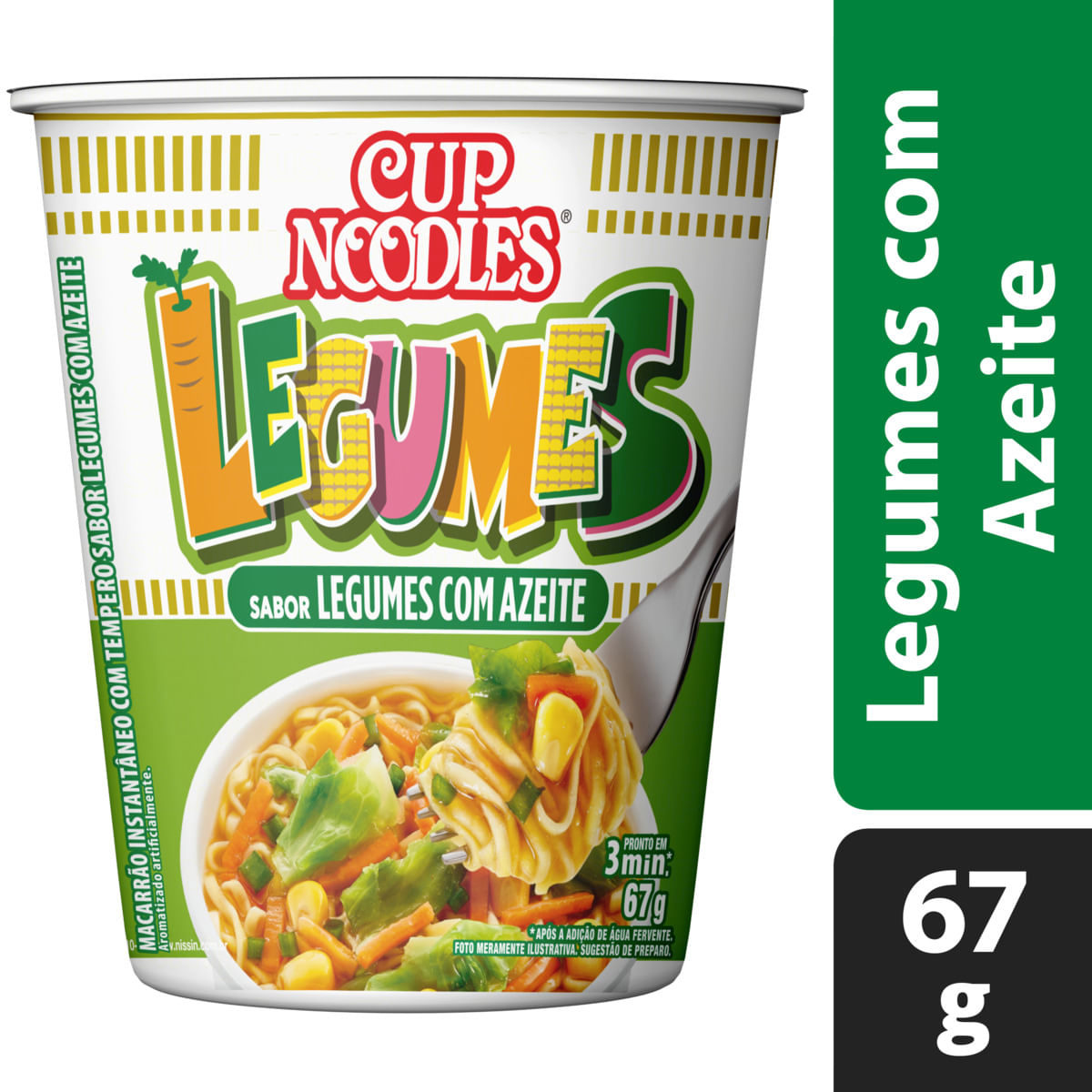 Macarrão Instantâneo Cup Noodles Nissin Legumes com Azeite Copo