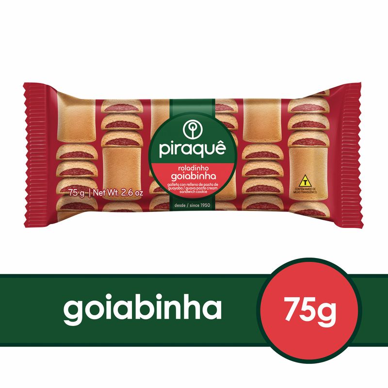 Biscoito Roladinho de Goiabinha 75g - Piraquê - Doce Malu