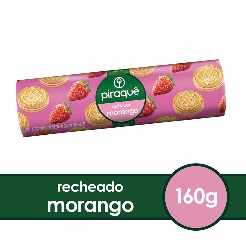 Biscoito Piraquê Recheio Morango Pacote 160g - Prezunic