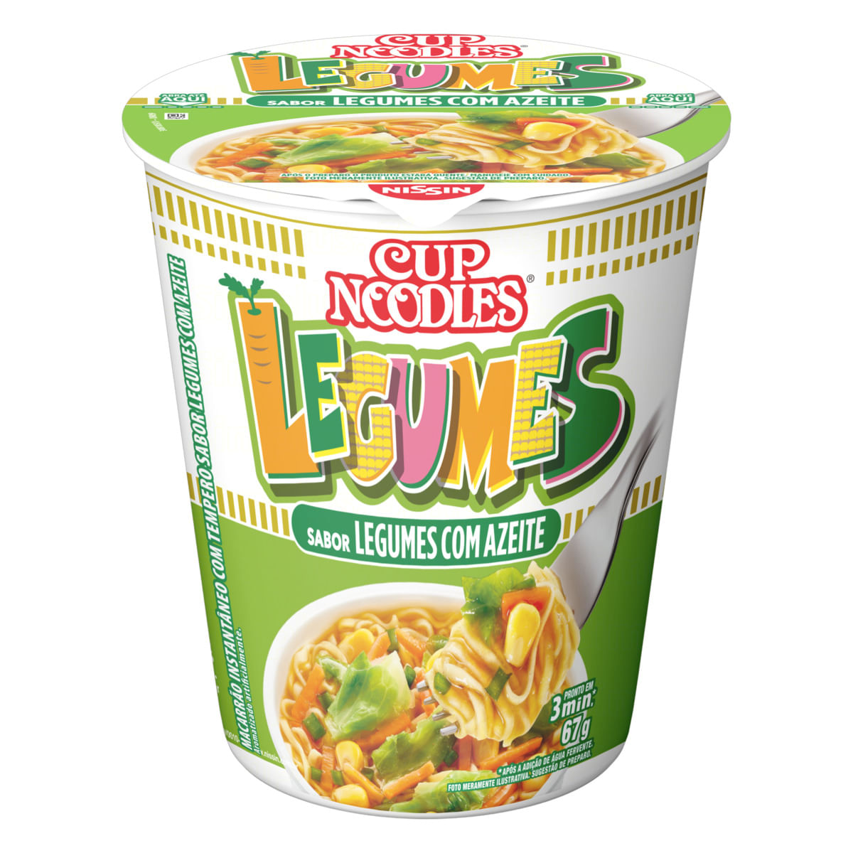 Macarrão Instantâneo Cup Noodles Nissin Legumes com Azeite Copo