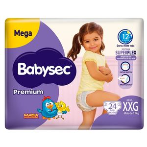 Fralda Descartável Babysec Galinha Pintadinha Premium Mega XXG com 24 Unidades