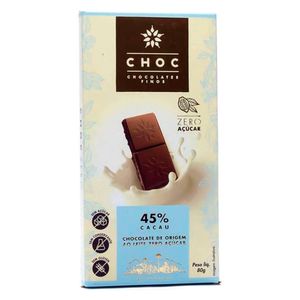 Chocolate ao Leite Choc Finos 45% Cacau Zero Açúcar 80g