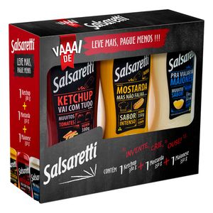 Kit Ketchup 380g + Maionese 350g + Mostarda 350g Salsaretti Leve + Pague -